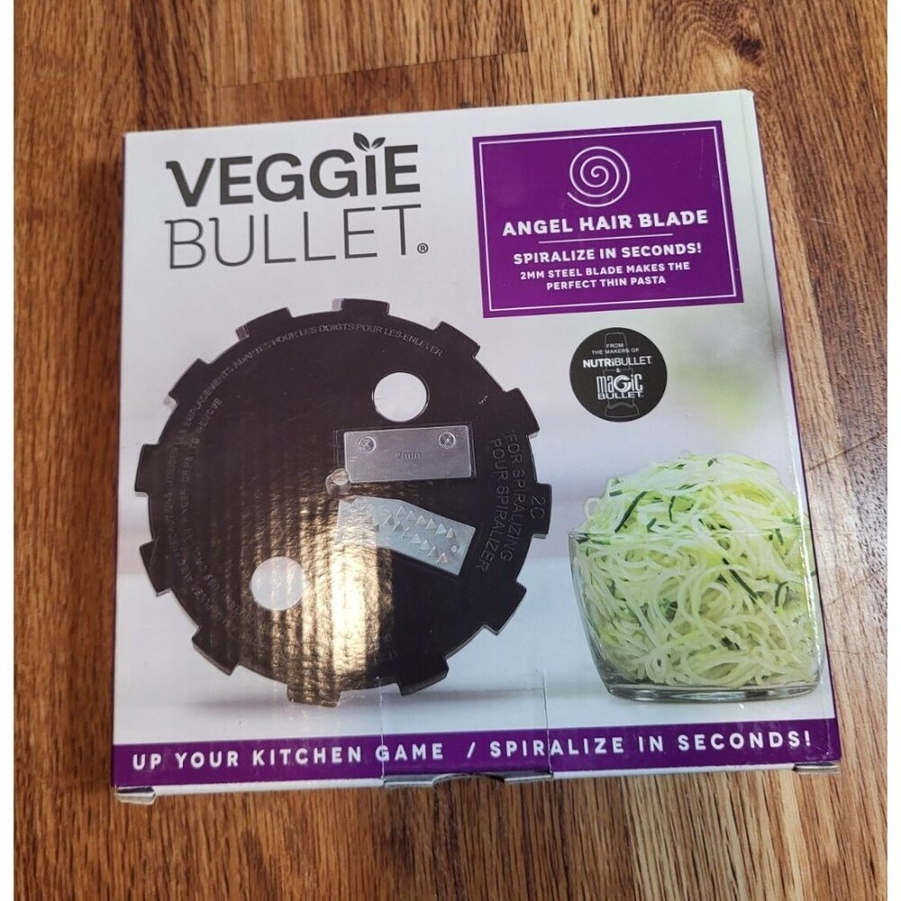 Veggie Bullet Spiralizer Angel Hair Blade with Case, 2mm Steel Cutter